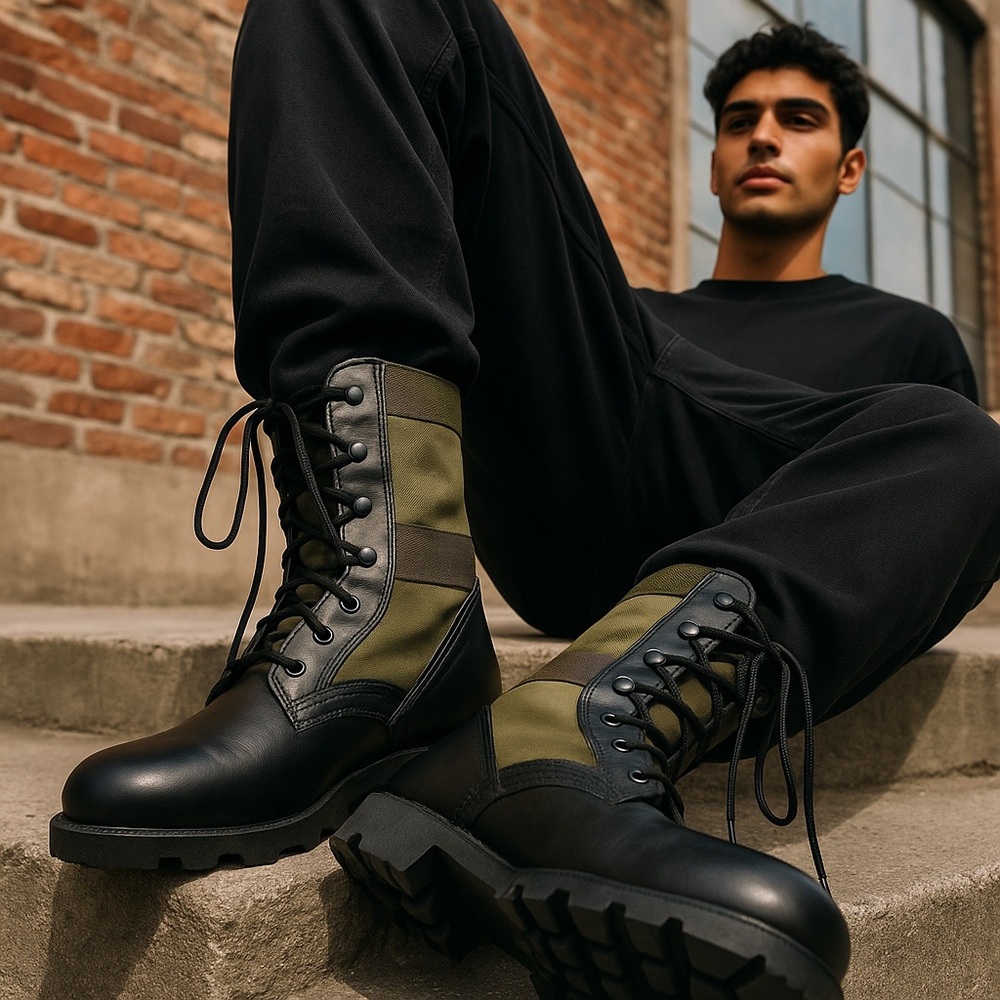 Wellco-RO SEARCH  Military tactical boots Size 7.5 R -UNISEX Green/Black leather